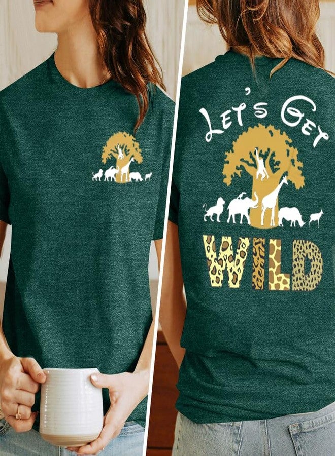 JinTing Lets Get Wild Shirts Women Animal Kingdom Shirt Family Safari Trip Tshirts Cute Zoo World Short Sleeve Tee Green - Image 5